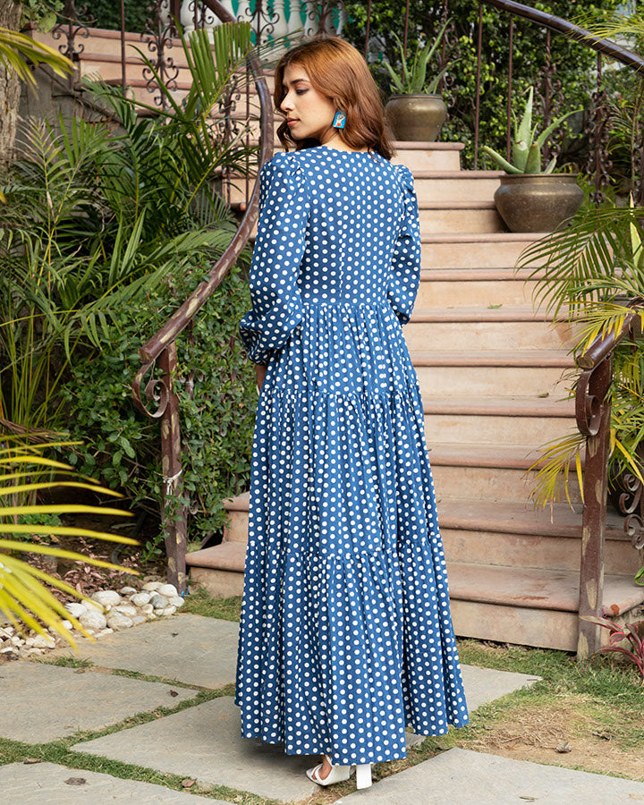 Indigo Polka Dot Maxi