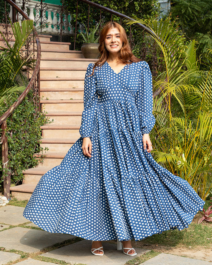 Indigo Polka Dot Maxi