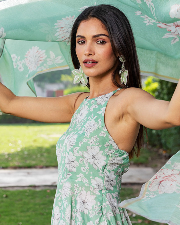 Jasmine Green Muslin Suit Set