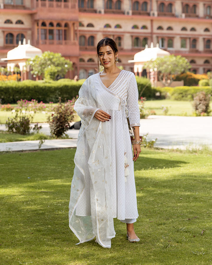 White Noor Dobby Suit