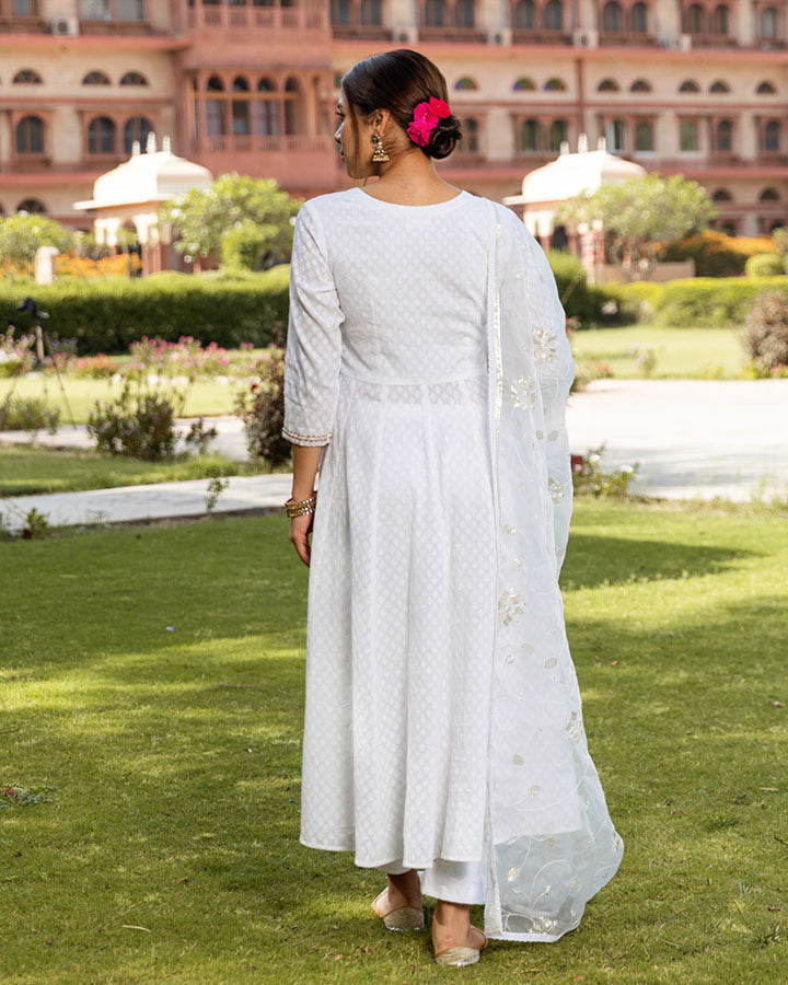 White Noor Dobby Suit