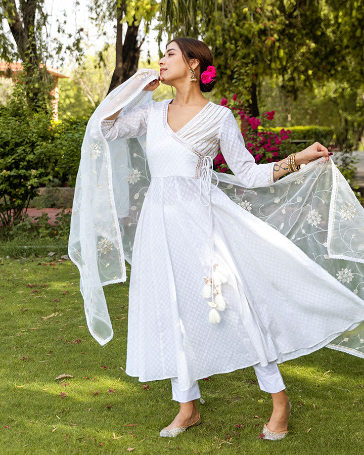 White Noor Dobby Suit
