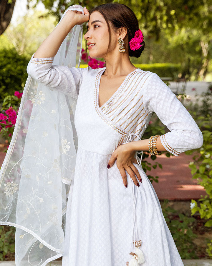 White Noor Dobby Suit
