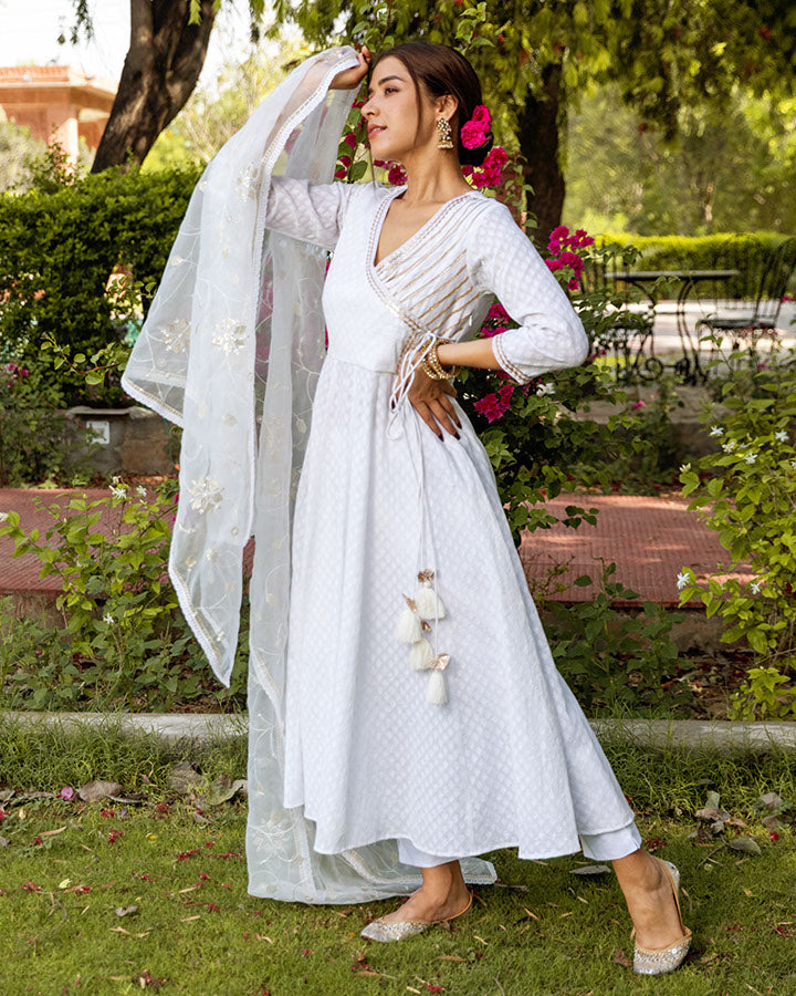 White Noor Dobby Suit