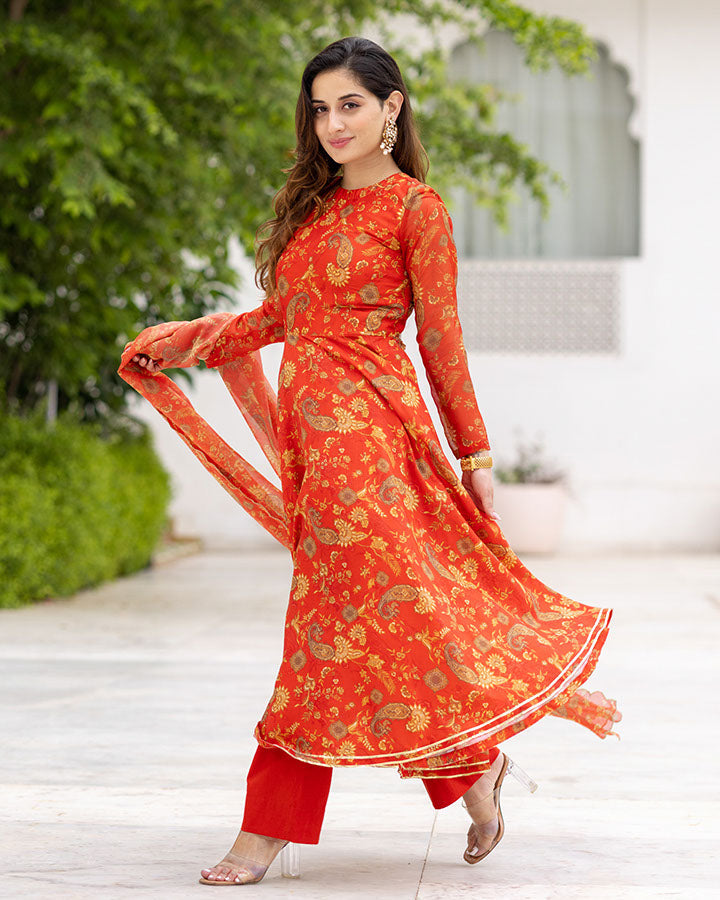 Red Paisley Suit Set