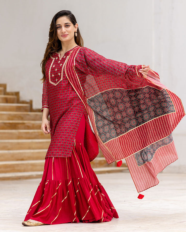 Exclusive Red Georgette Sharara