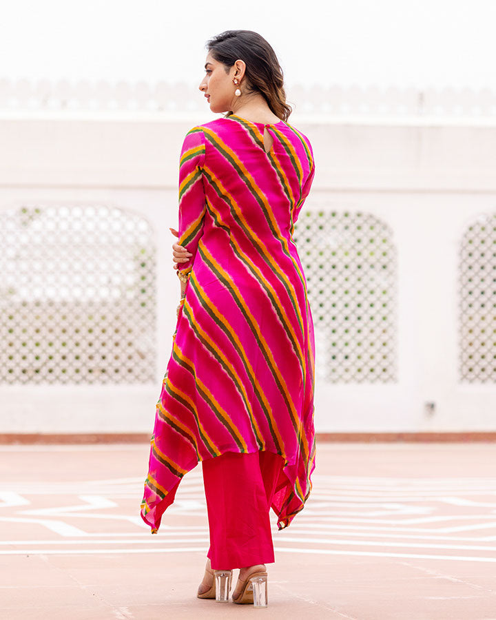 Pink Leheriya Co-Ord Set