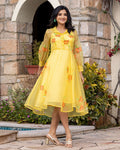 Yellow Handpainted Organza Dress
