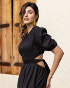 Buy Black Cut-out Maxi Dress for Women Online in India