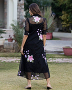 BLACK ORGANZA SHIRT DRESS