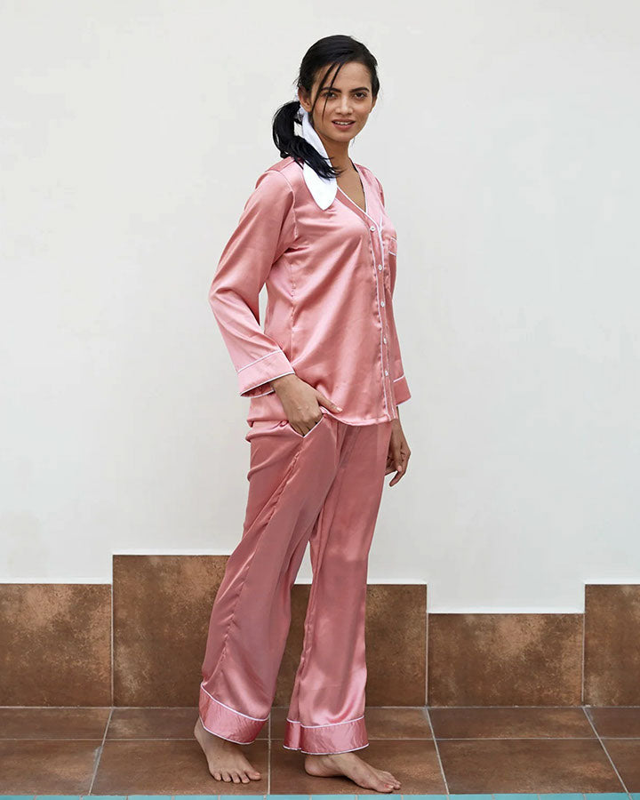 Pink Satin Night Suit