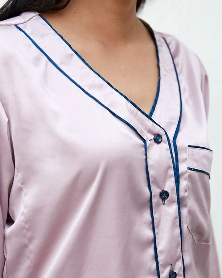 Blush Satin Night Suit