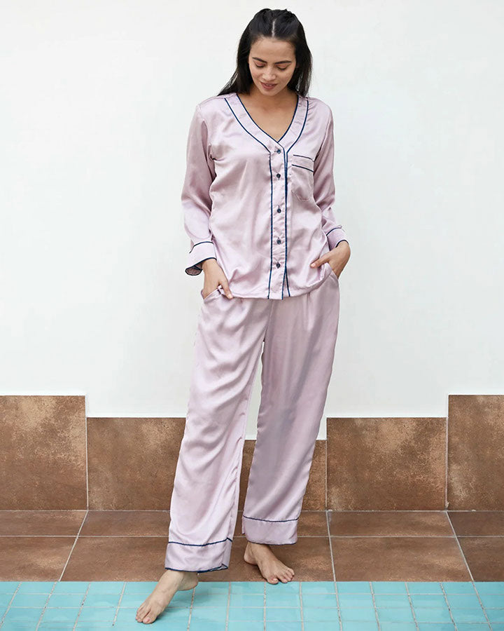 Blush Satin Night Suit