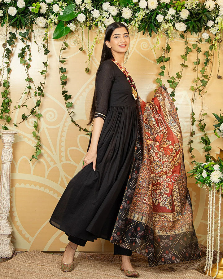 Kalo Peacock Kalamkari Suit Set