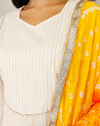 White Lurex Bandhani Suit Set