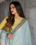 Mustard Muslin Patch Suit Set
