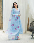 Blue Floral Handpainted Suit Set