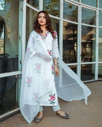 Red Rose Block Print Suit Set